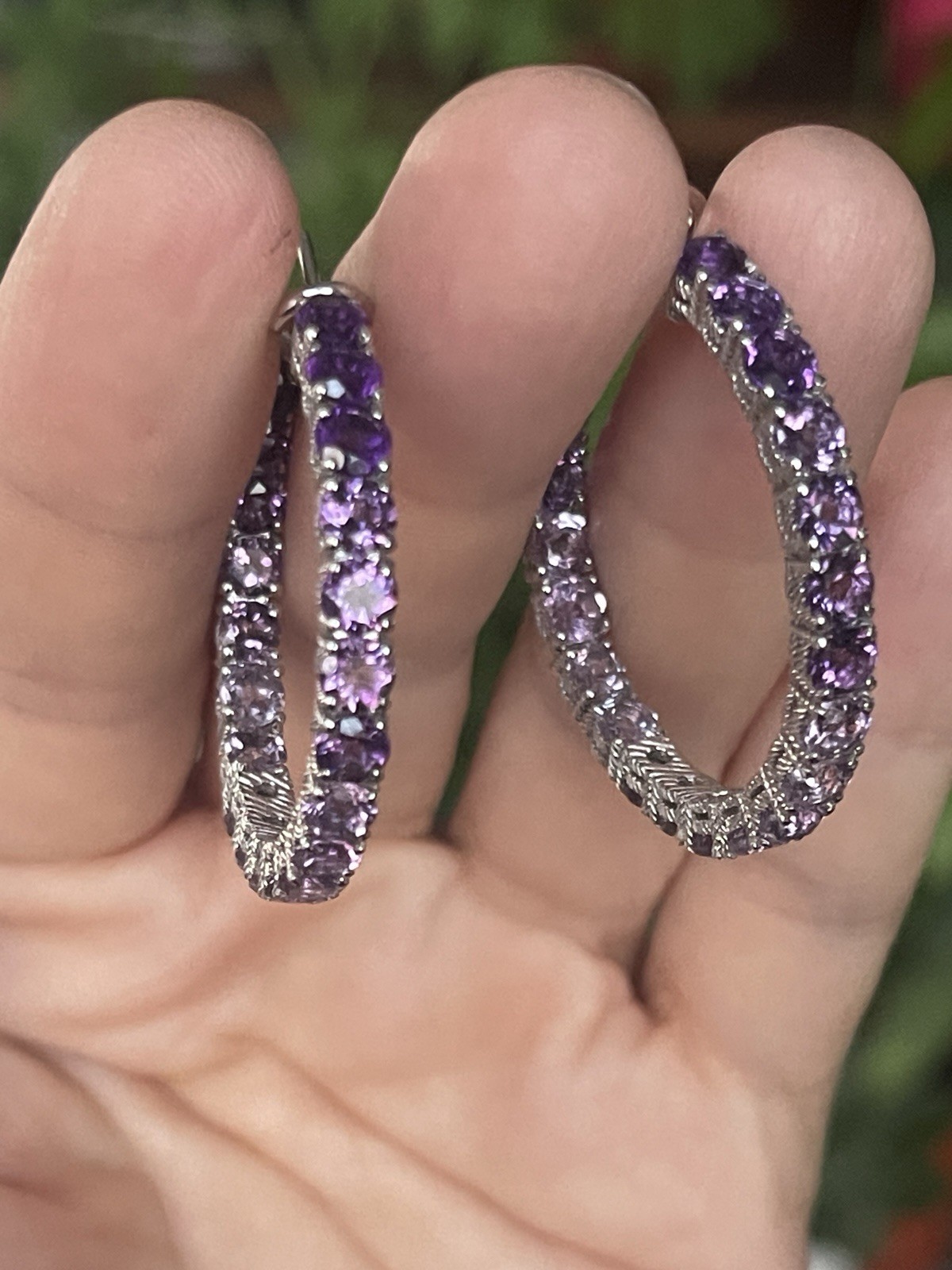 JUDITH RIPKA 925 SILVER Ombré Purple Amethyst Hoop EARRINGS