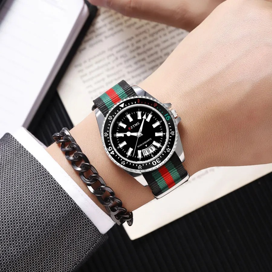 Mens Fashion Watch Quartz Wrist Watch Casual Business Nylon Strap Accessories