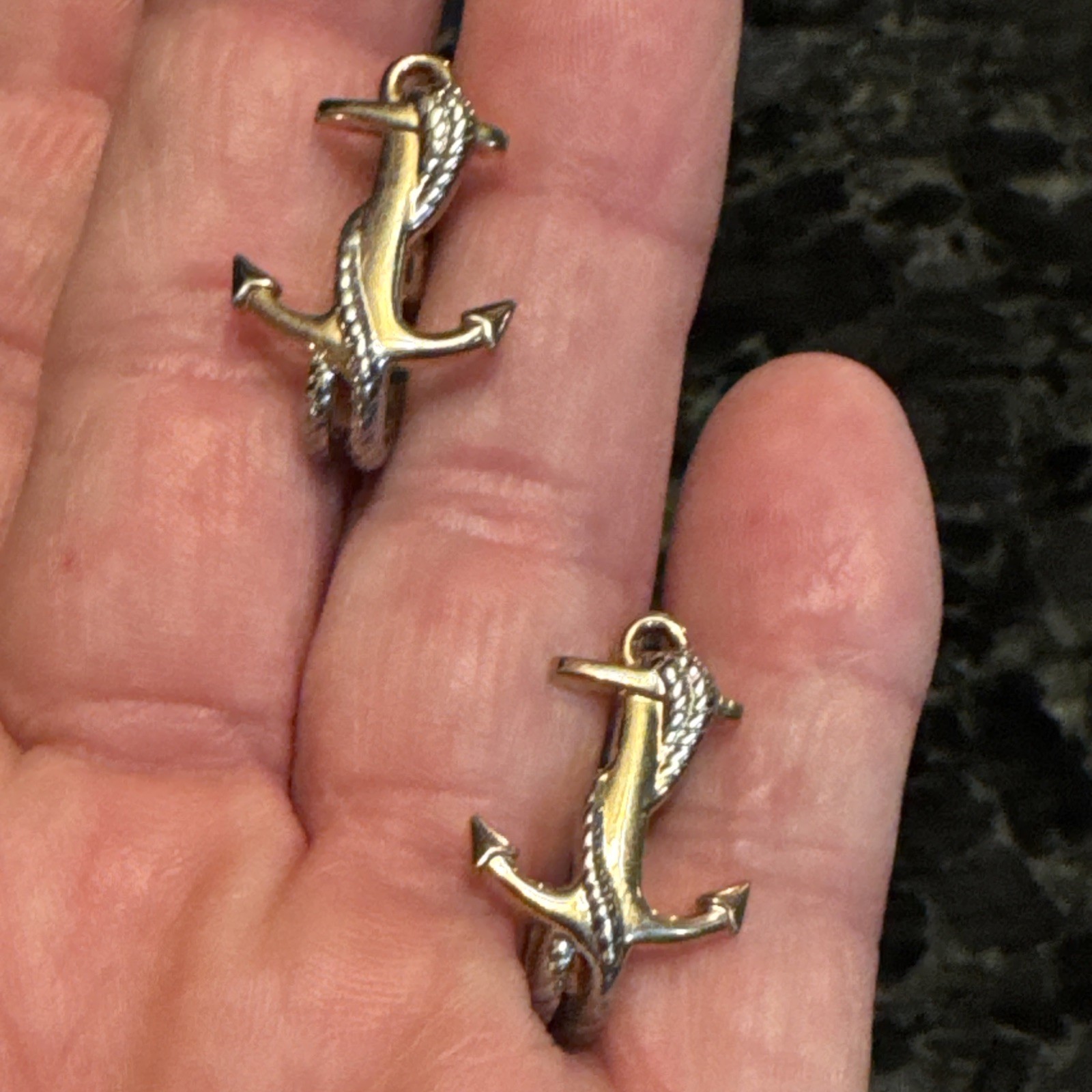 Anchors Shiny 2 Tone Vintage 1″ Cuff Links Navy Naval Merchant Marine EUC Gift