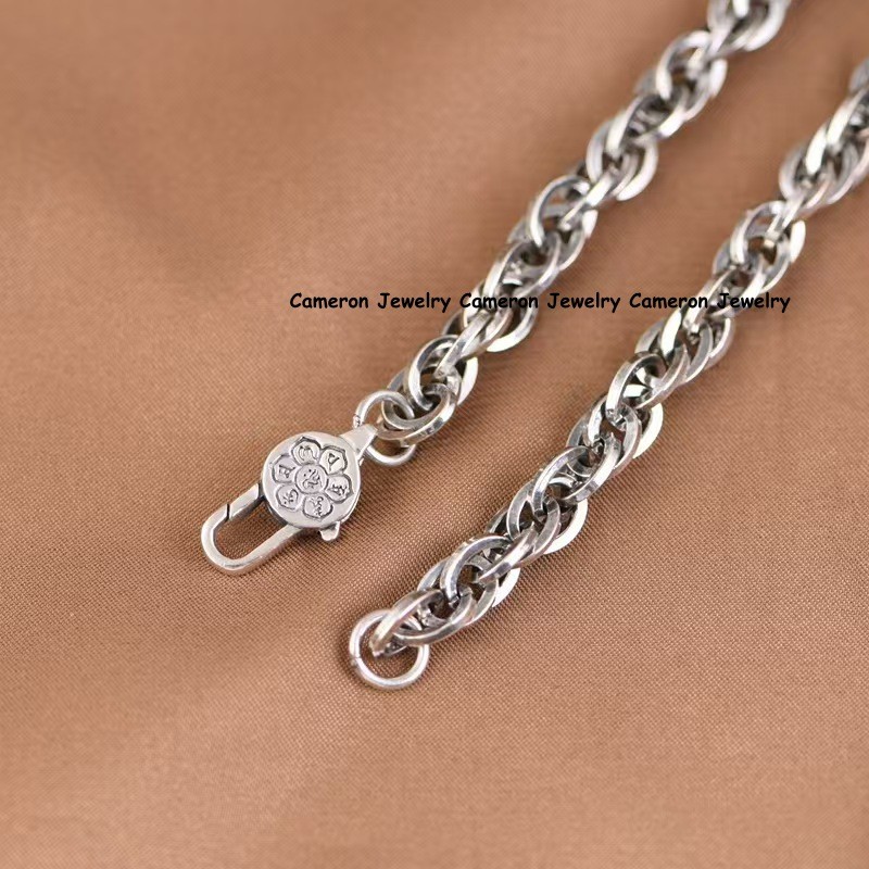 Pure S925 Sterling Silver Chain 6mm Twist Wave Link Necklace 60-61g 25.6inch