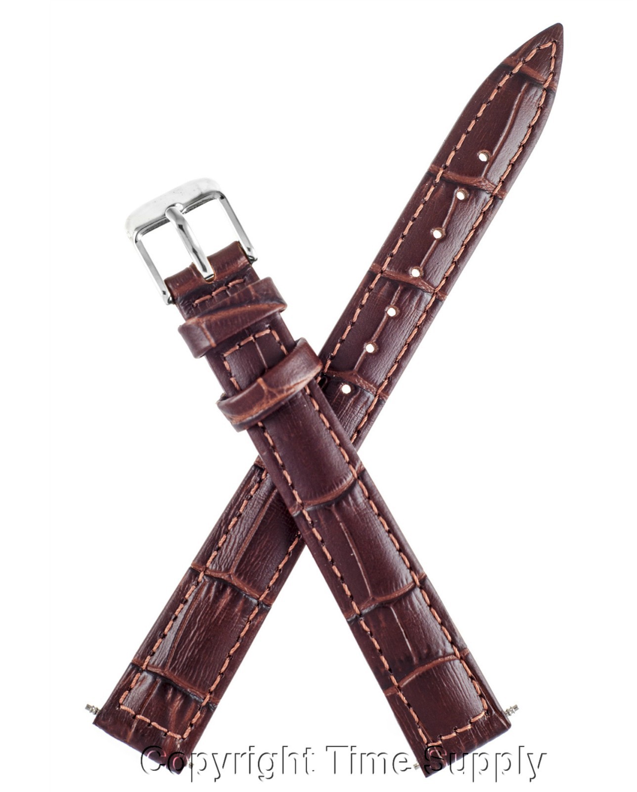 BROWN LEATHER WATCH BAND CROCO EXTRA LONG XXL