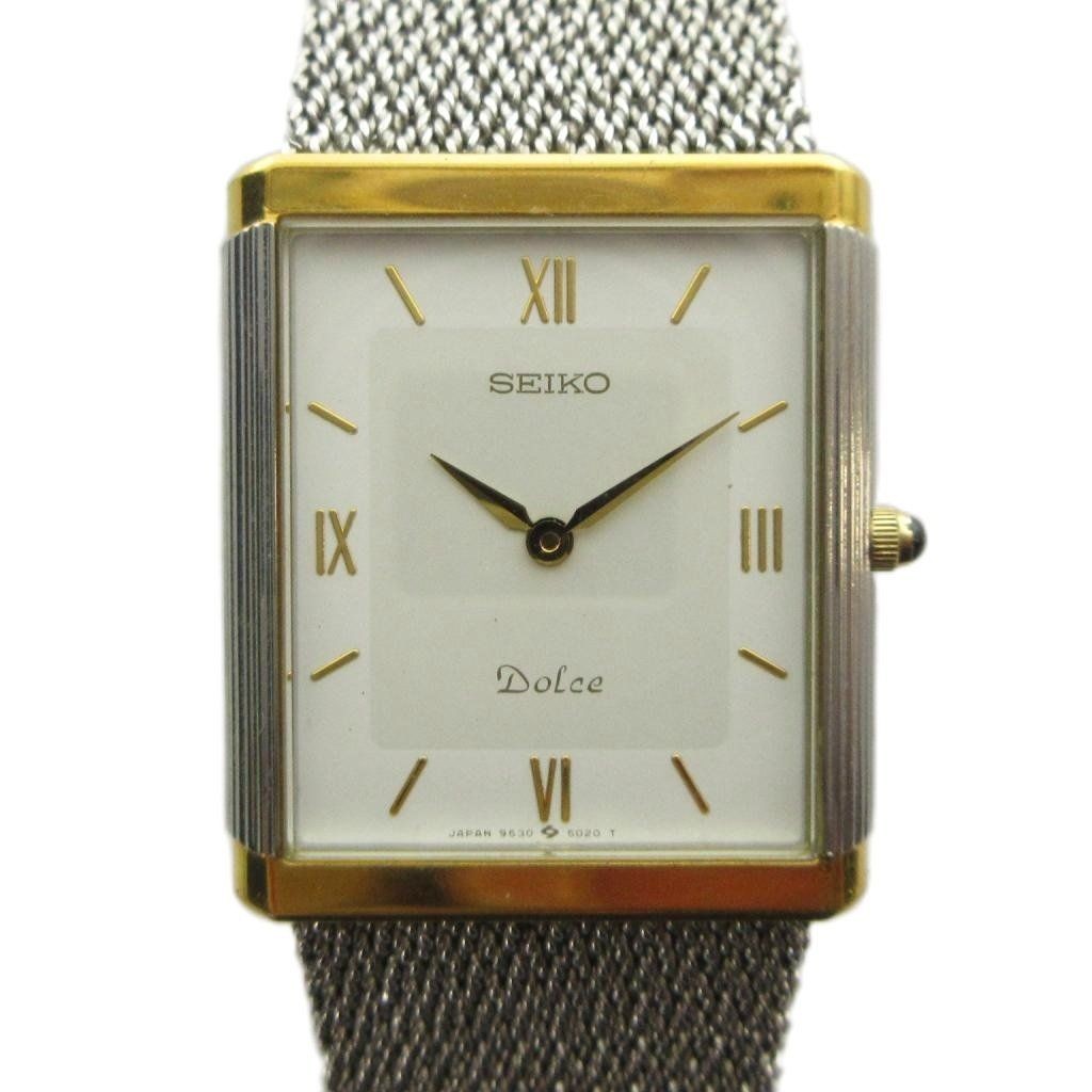 SEIKO 9530 5010 Dolce Quartz Watch Roman Rectangular Silver Color Gold Color Sil