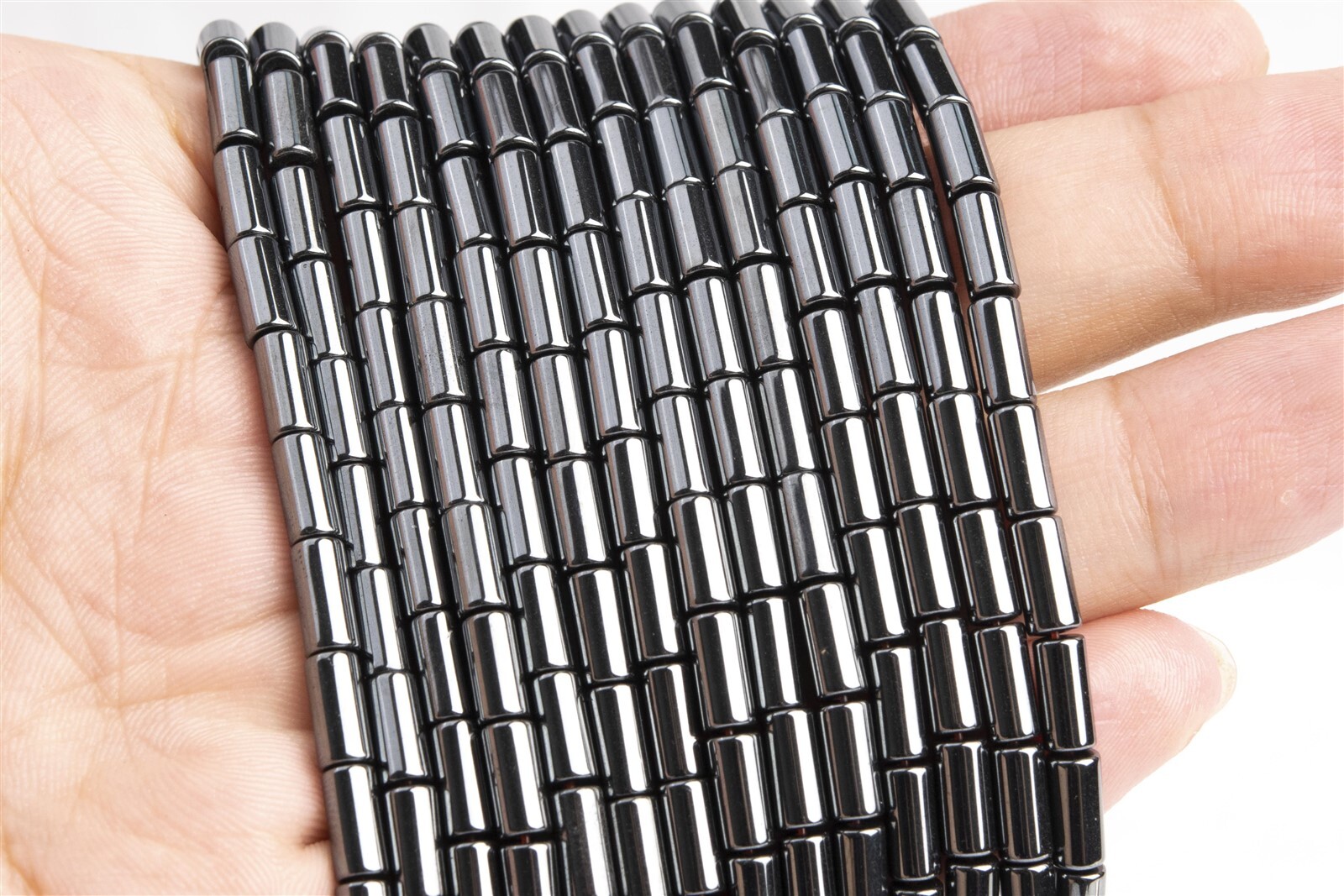 8x3MM Black Hematite Round Tube Grade AAA Natural Gemstone Loose Beads