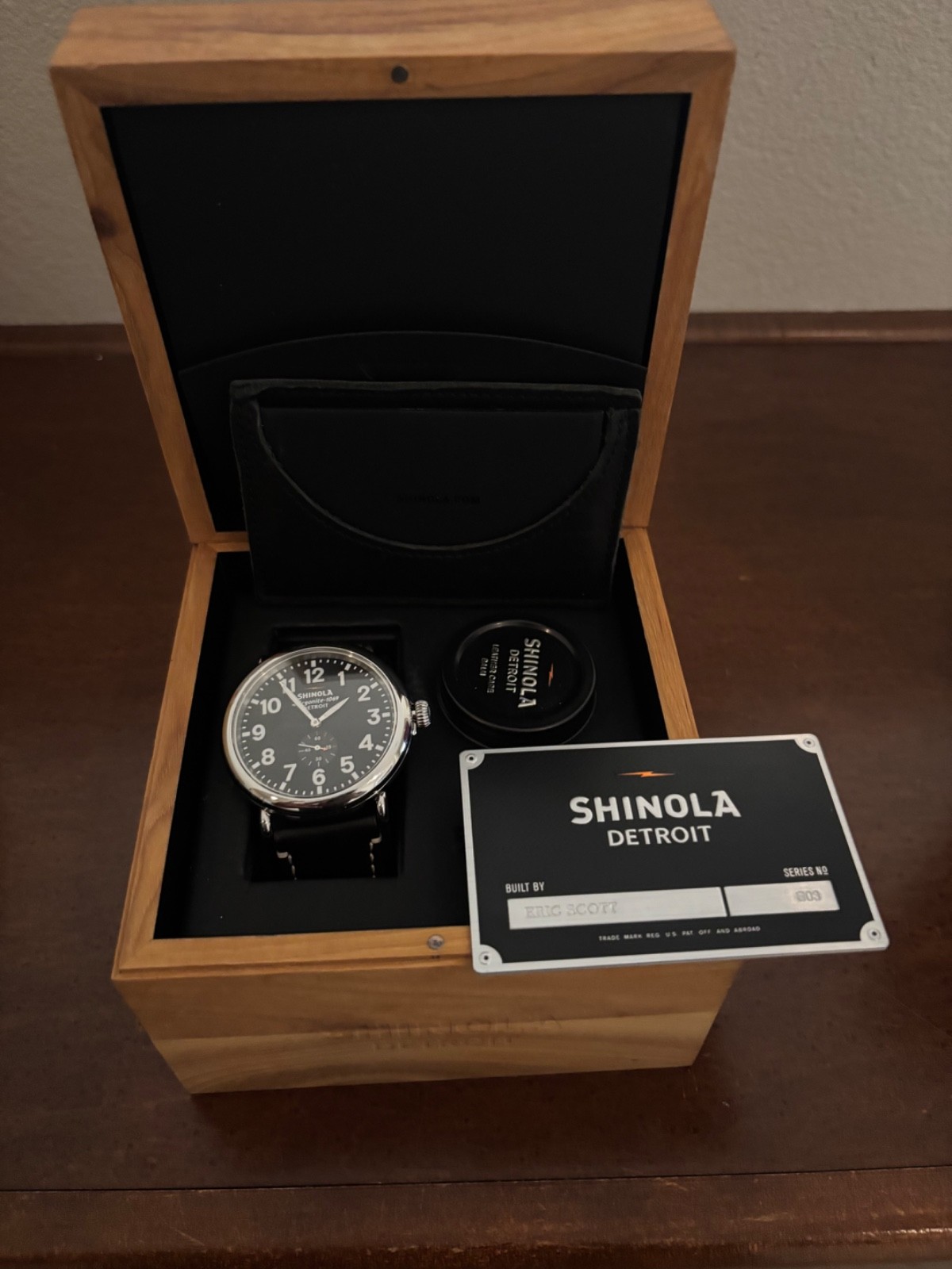 Shinola Runwell 47mm Polished Stainless Steel | Black Face | Argonite 1069