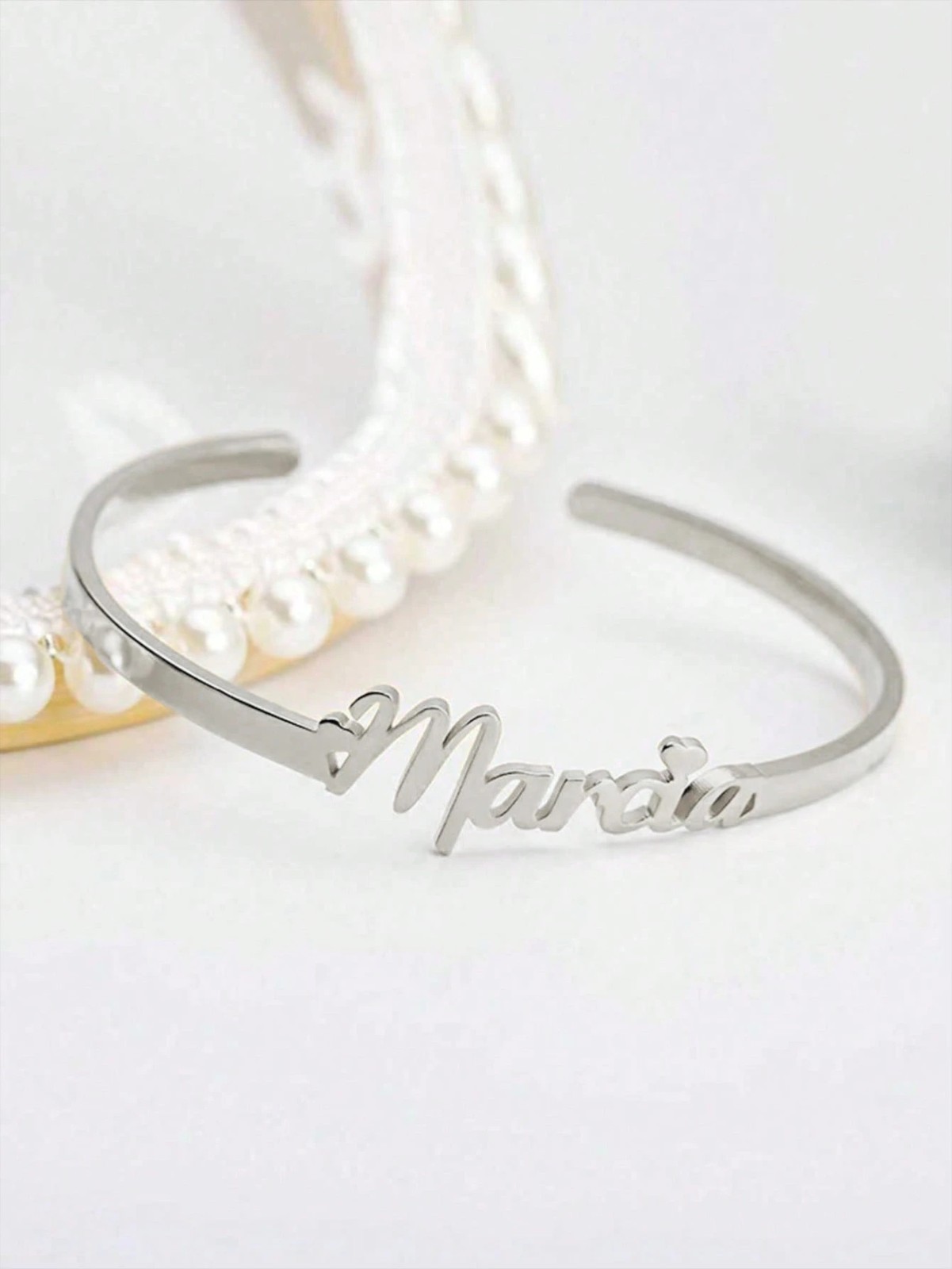 Custom Name Bangle Heart Nameplate Open Cuff Bracelet Men Women Jewelry Gift USA