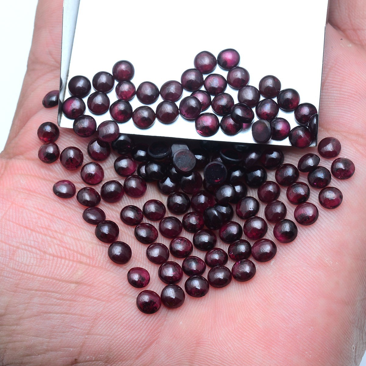 50 Pcs Natural Garnet 5mm Round Cabochon Untreated Loose Gemstones Wholesale Lot