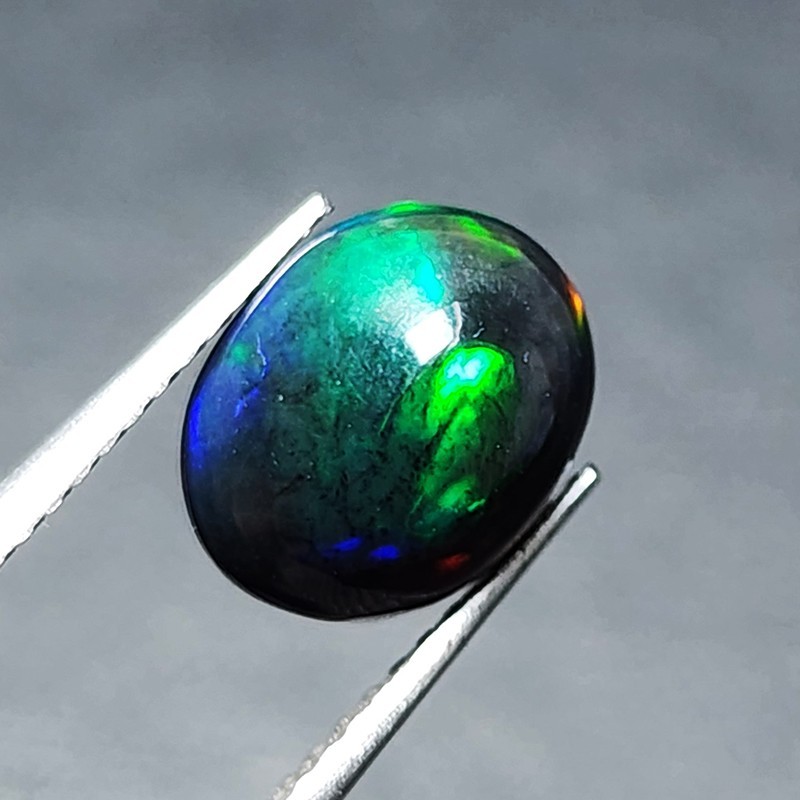 Natural Welo Black Opal Ethiopia Oval Cabochon Vivid Blue Green Fire 1.30Ct Gem