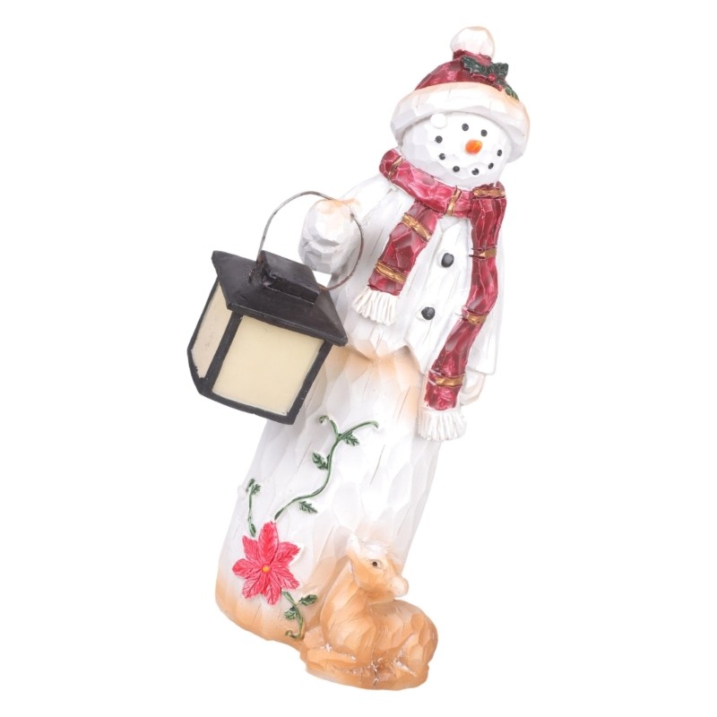 Snowman Lantern Figurine Resin Statue Children Indoor Outdoor Garden Yard Decor