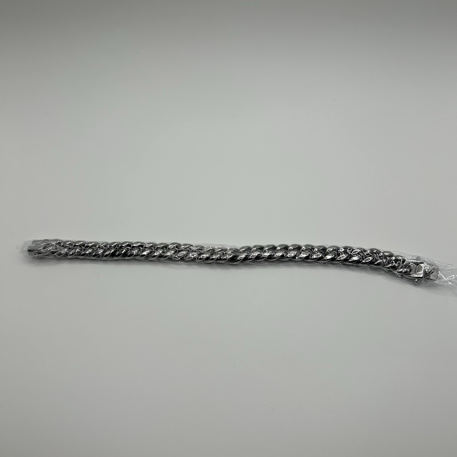 Real 925 Sterling Silver Plated Men Cuban Bracelet Italy 10mm 8 Inch Waterproof