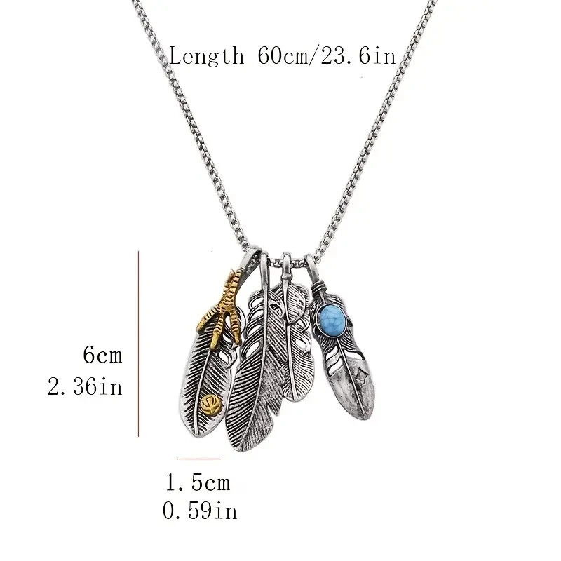 Boho 925 Sterling Silver Eagle Hawk Falcon Feather Claw Fashion Pendant Necklace