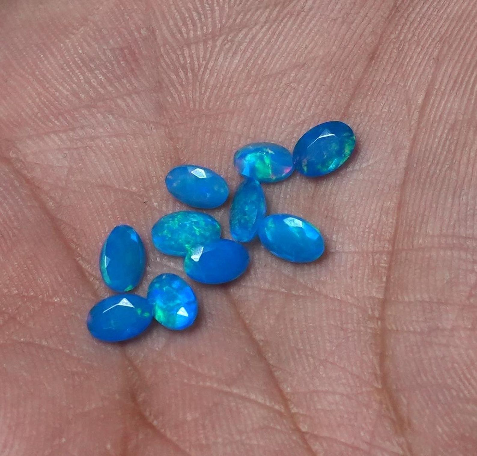 Natural Sky Blue Ethopian Opal Oval Faceted Cut 3x5mm To 8x10mm Loose Gemstone