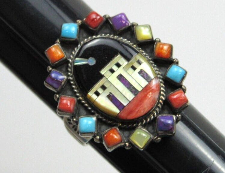 T Philippines Adobe 925 Ring Inlay Turquoise Spiny Oyster Onyx Mother of Pearl