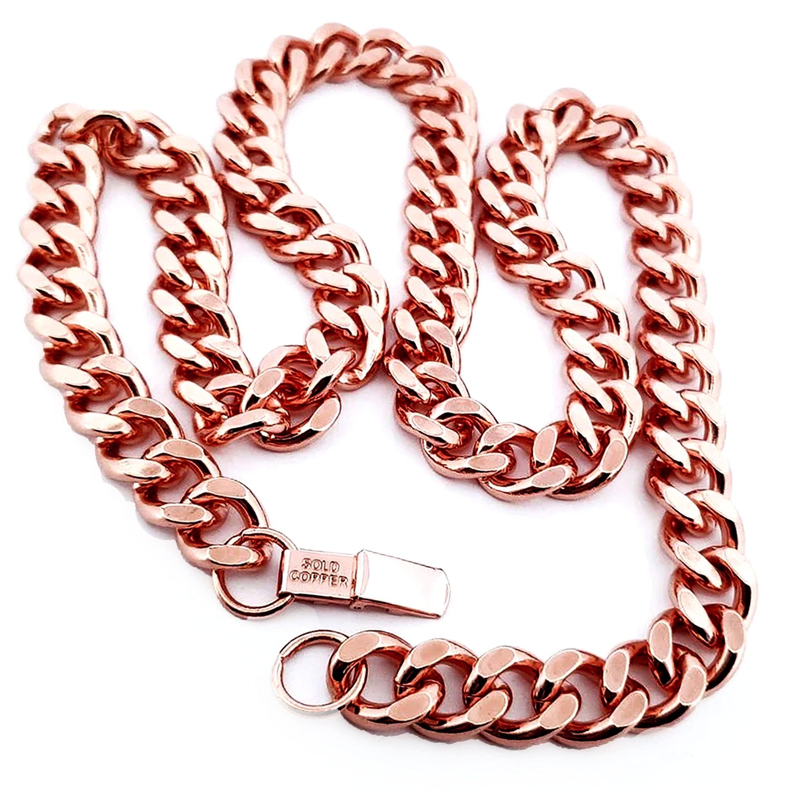Ikkao 1 Pure Copper Cuban Link Necklace Heavy Solid Variable,