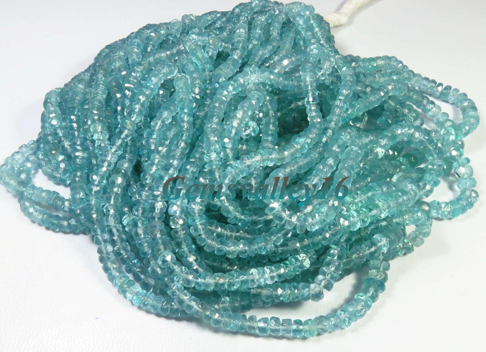 WORTHY~ Sky Blue Apatite Rondelle Faceted Gems Beads 5 Strands Lot 3-5mm GV-1629