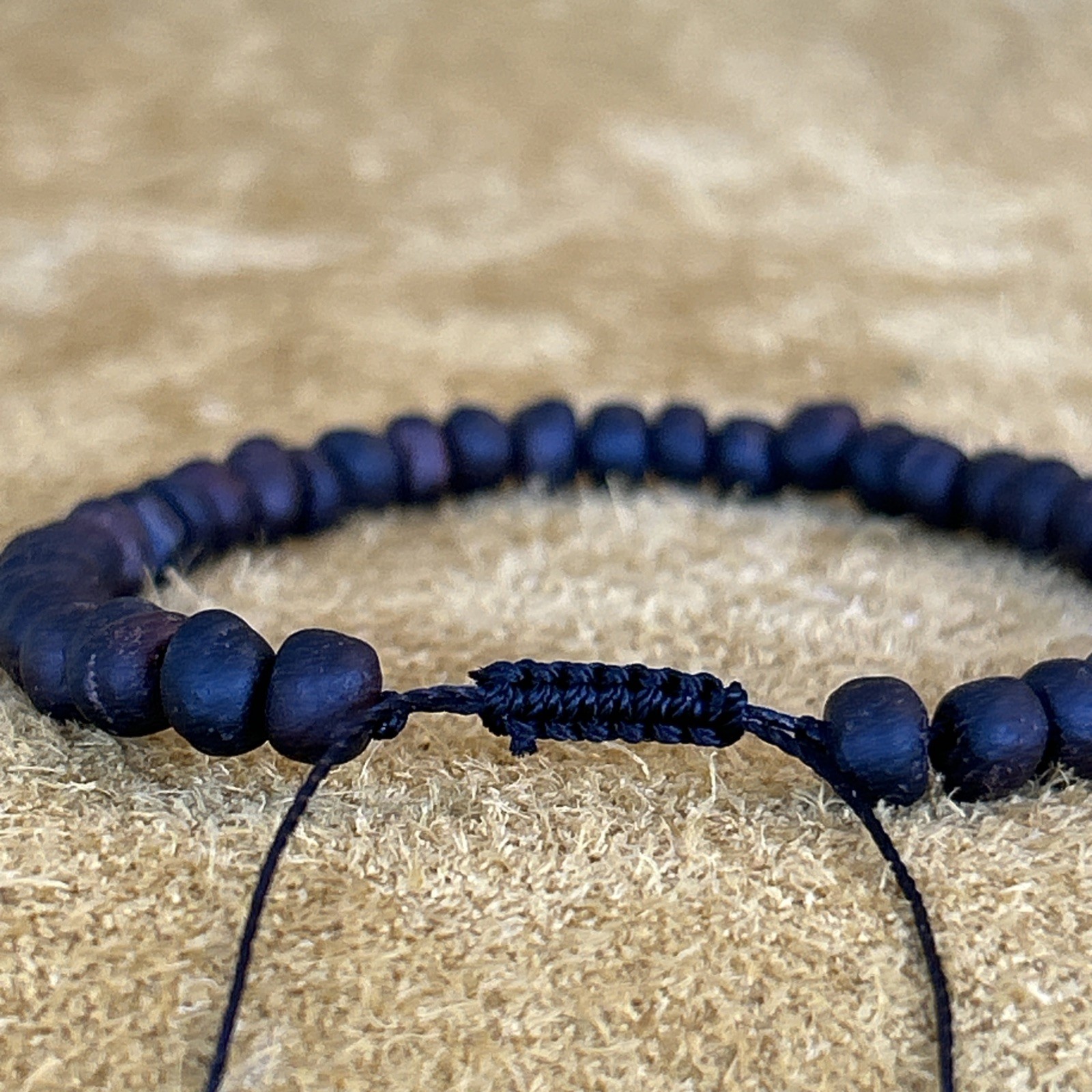 Handmade Rustic Black Walnut Wood Bead Bracelet 8” NEW Handmade Wood Bead