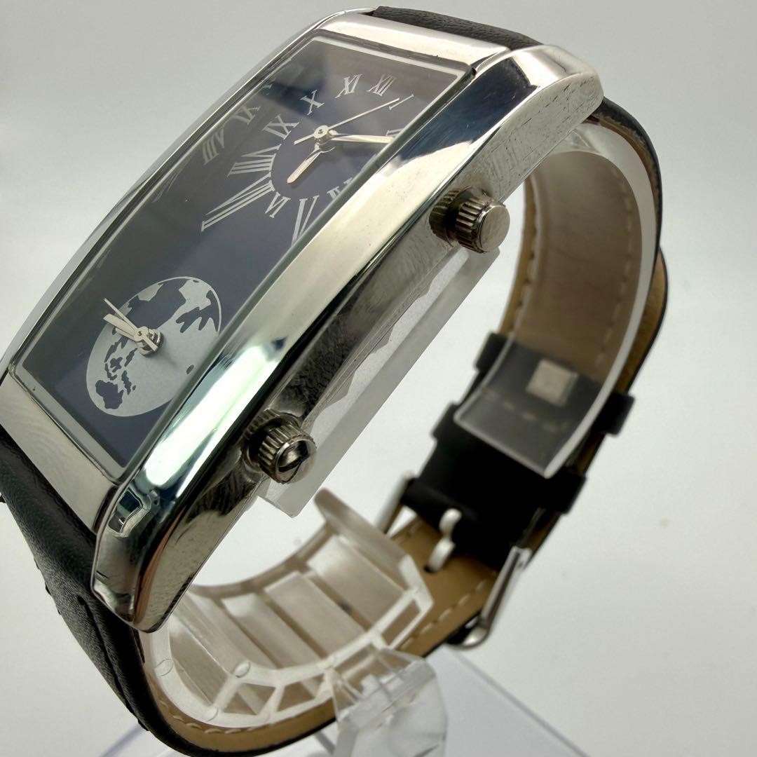 Orient Vintage Dual Time World Map Black Watch Japan Quartz 0712070