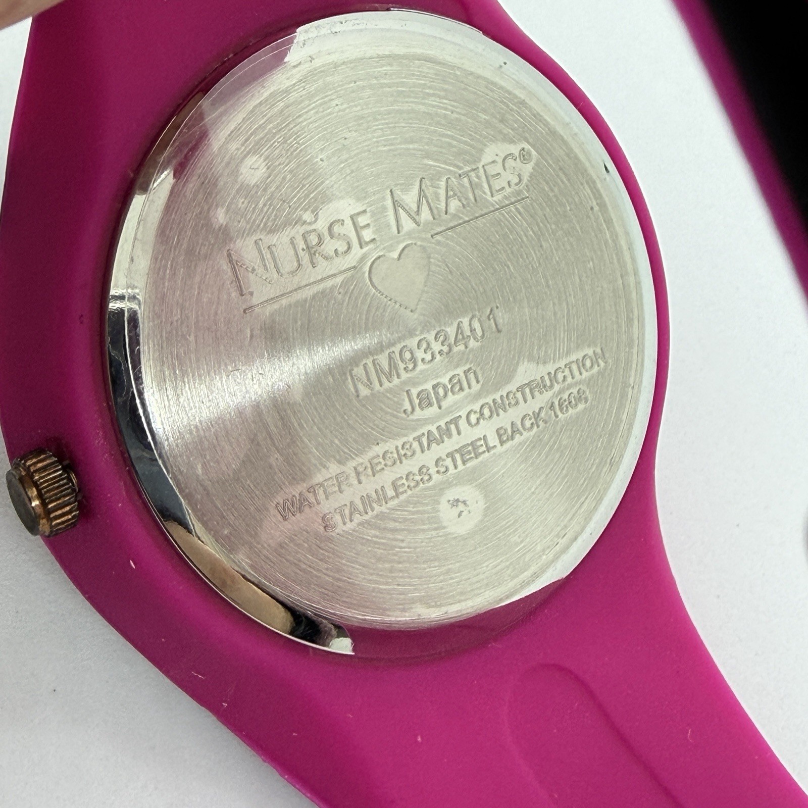 Nurse Mates women’s nurse watch water-resistant silicone strap – Black Pink