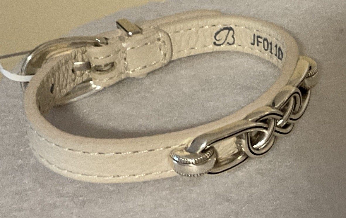 FOREVER LOVE! NWT BRIGHTON INTERLOK LEATHER BANDIT BRACELET SHOE WHITE MSRP:$62