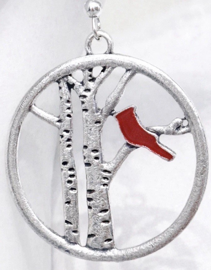 Cardinal Dangle Earrings 925 Sterling Silver Birds NEW