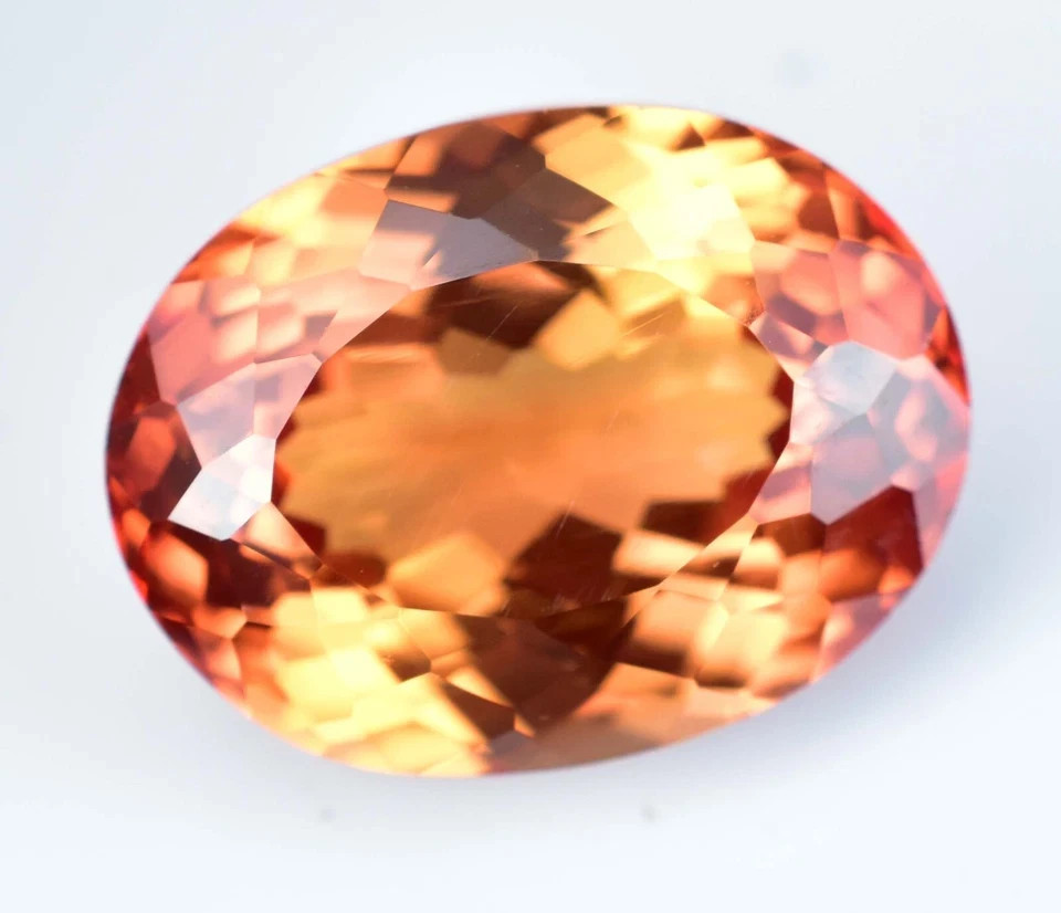 FLAWLESS Natural Imperial Topaz 23.00 Ct Oval Untreated Certified Loose Gemstone