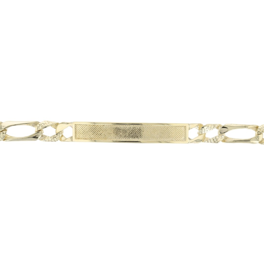 6mm Textured Figaro Link Chain 7″ ID Bracelet 14k Yellow Gold 7.21 Grams