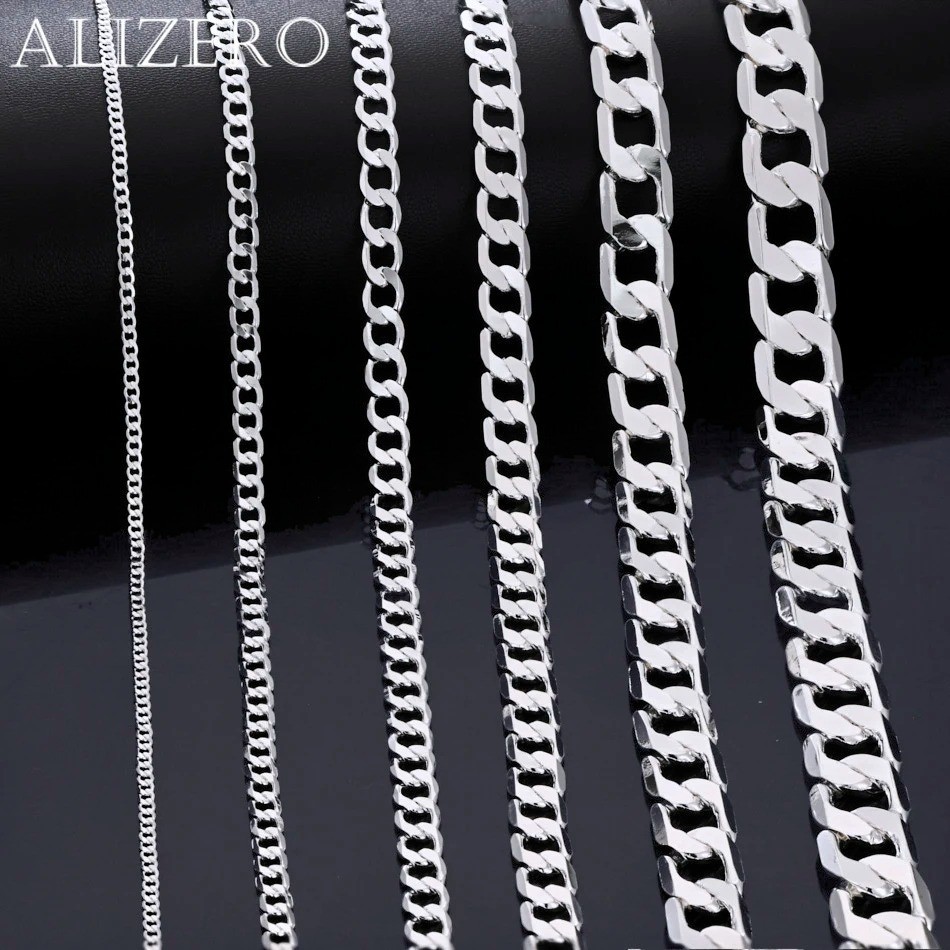 925 Sterling Silver Link Chain Necklace 2-12mm Unisex 40-75cm