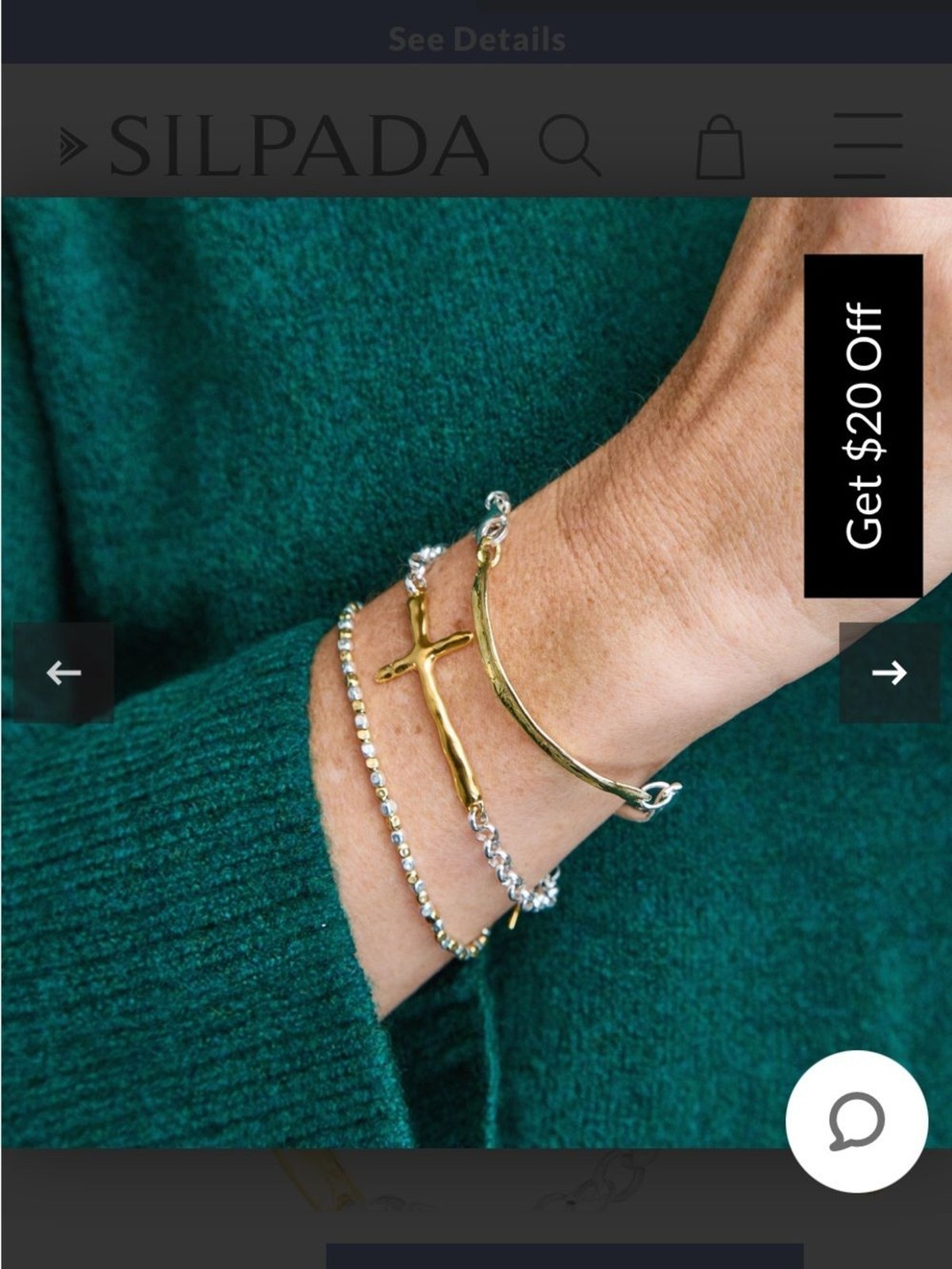 Silpada Two-Tone Cross Link Bracelet in Silver and Gold