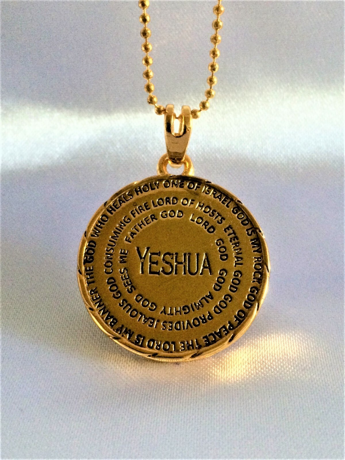 Gold Plated Yeshua Medallion Names of God Pendant Necklace