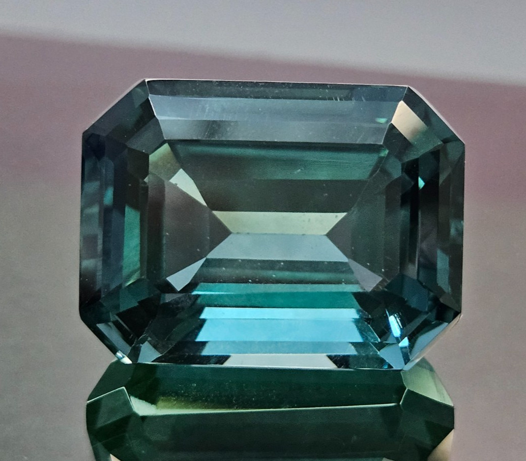 Teal Blue Tourmaline Emerald Cut 31-32 Ct Gemstone Use For Pendant Making FR-412