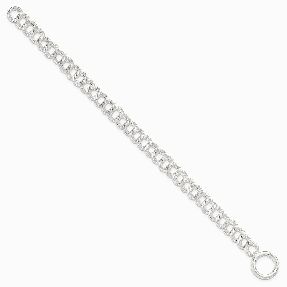 Sterling Silver Polished Double Link 7in Charm Bracelet