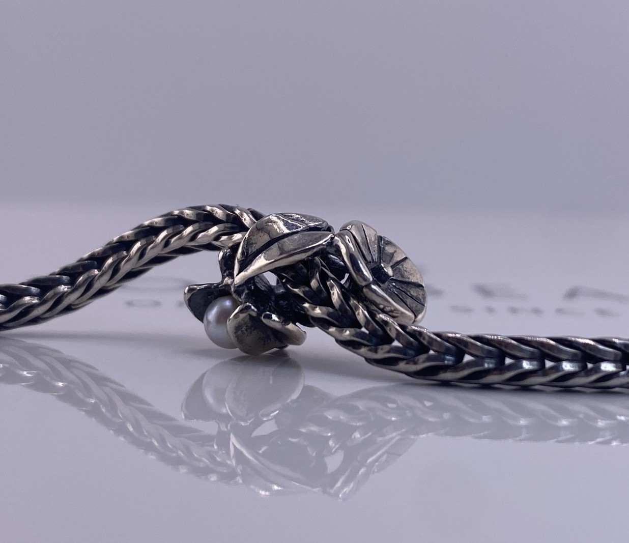 Trollbeads Bindweed of September Bead Pearl Sterling Silver Flower Charm New