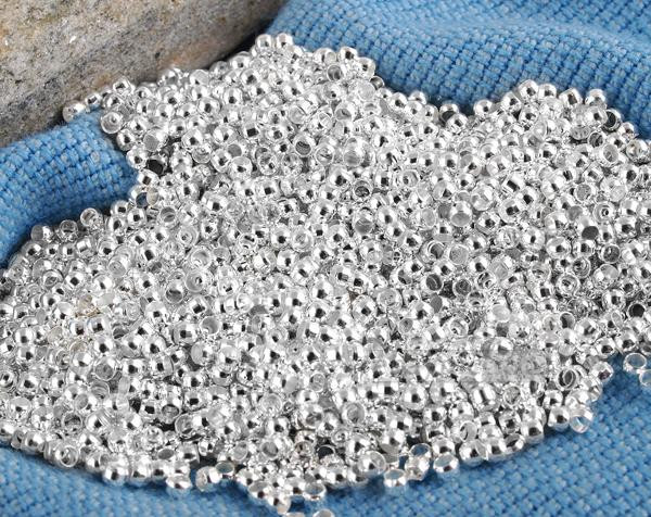 Crimp End Beads ROUND 2, 2.5 or 3MM 8 Plated Colors and Many Sizes