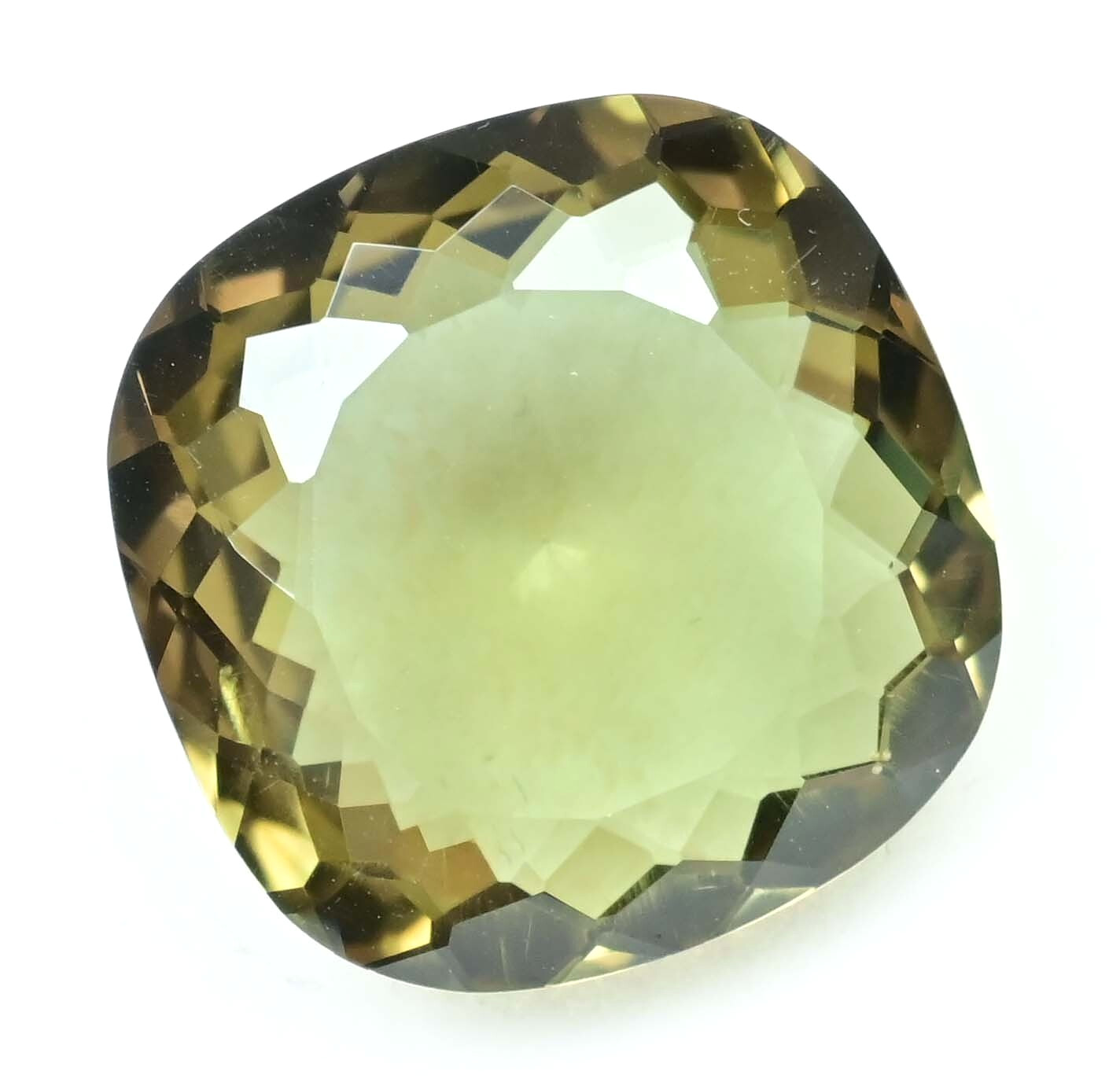 Natural Greenish Moldavite 26.75 Ct Cushion Certified Excellent Loose Gemstone