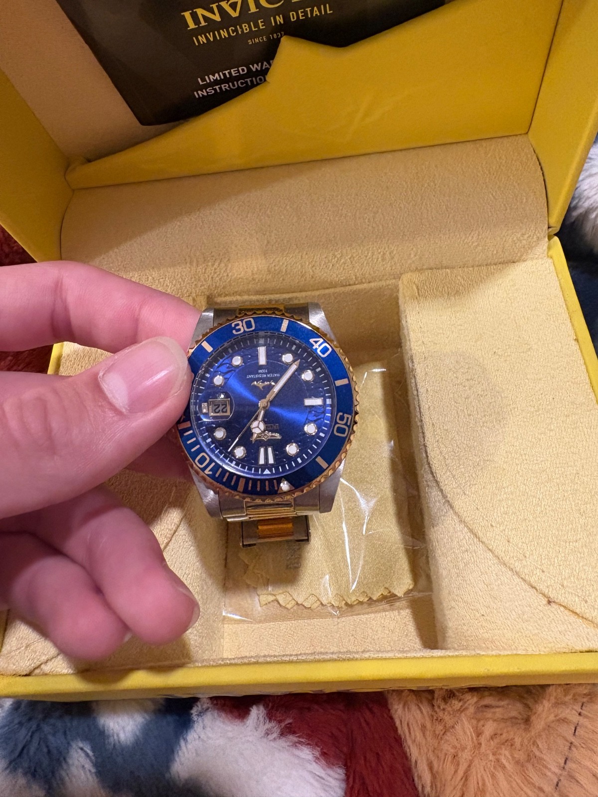 Invicta Pro Diver 26972 Blue Dial Two Tone Stainless Steel Wrist Watch for Men