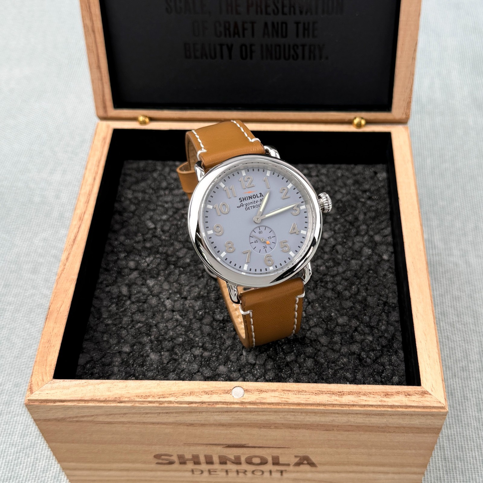 Shinola Runwell Watch 41mm Slate Blue Dial Argonite 1069 Men’s Watch S0120242341