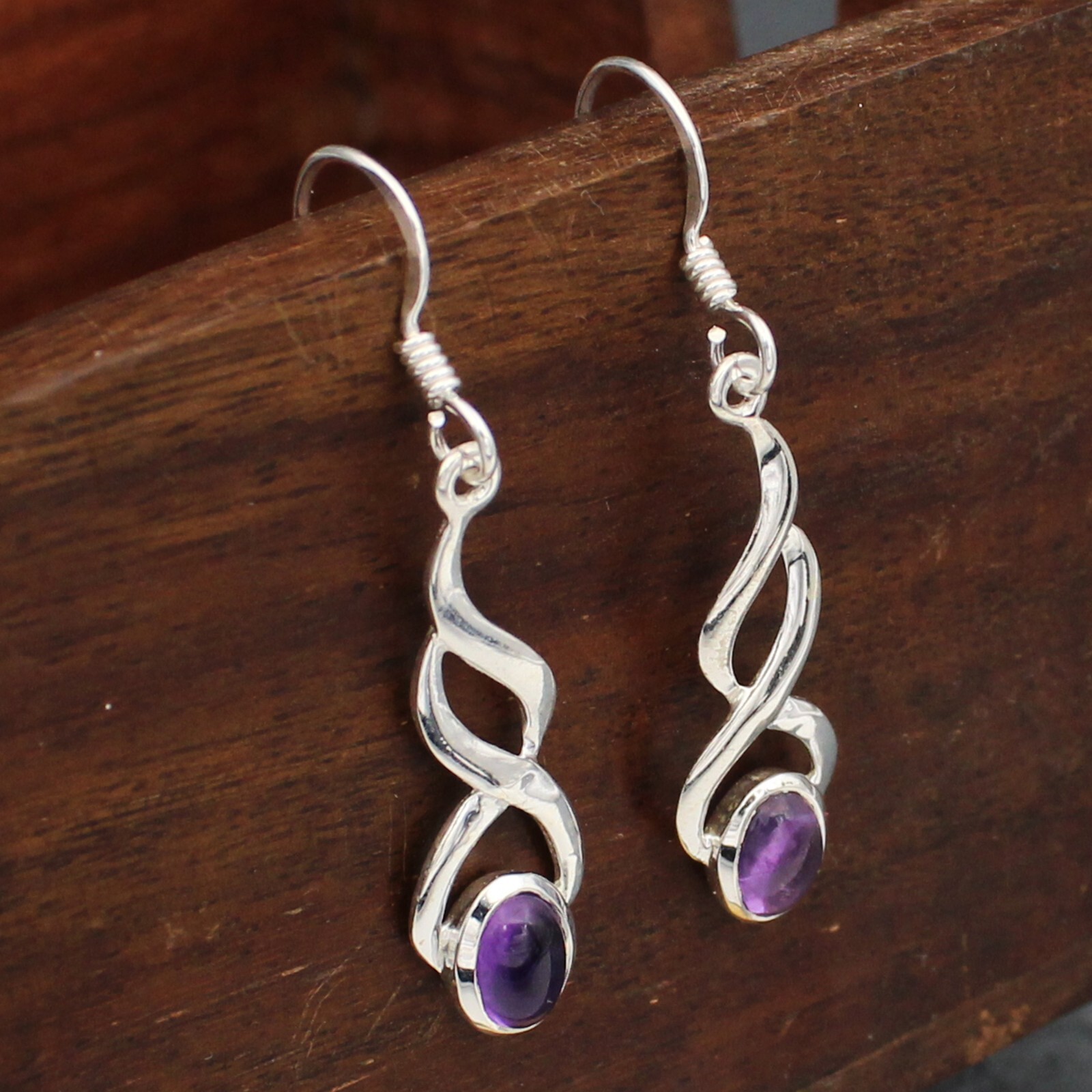 Amethyst 925 sterling silver natural gemstone earrings handmade jewelry