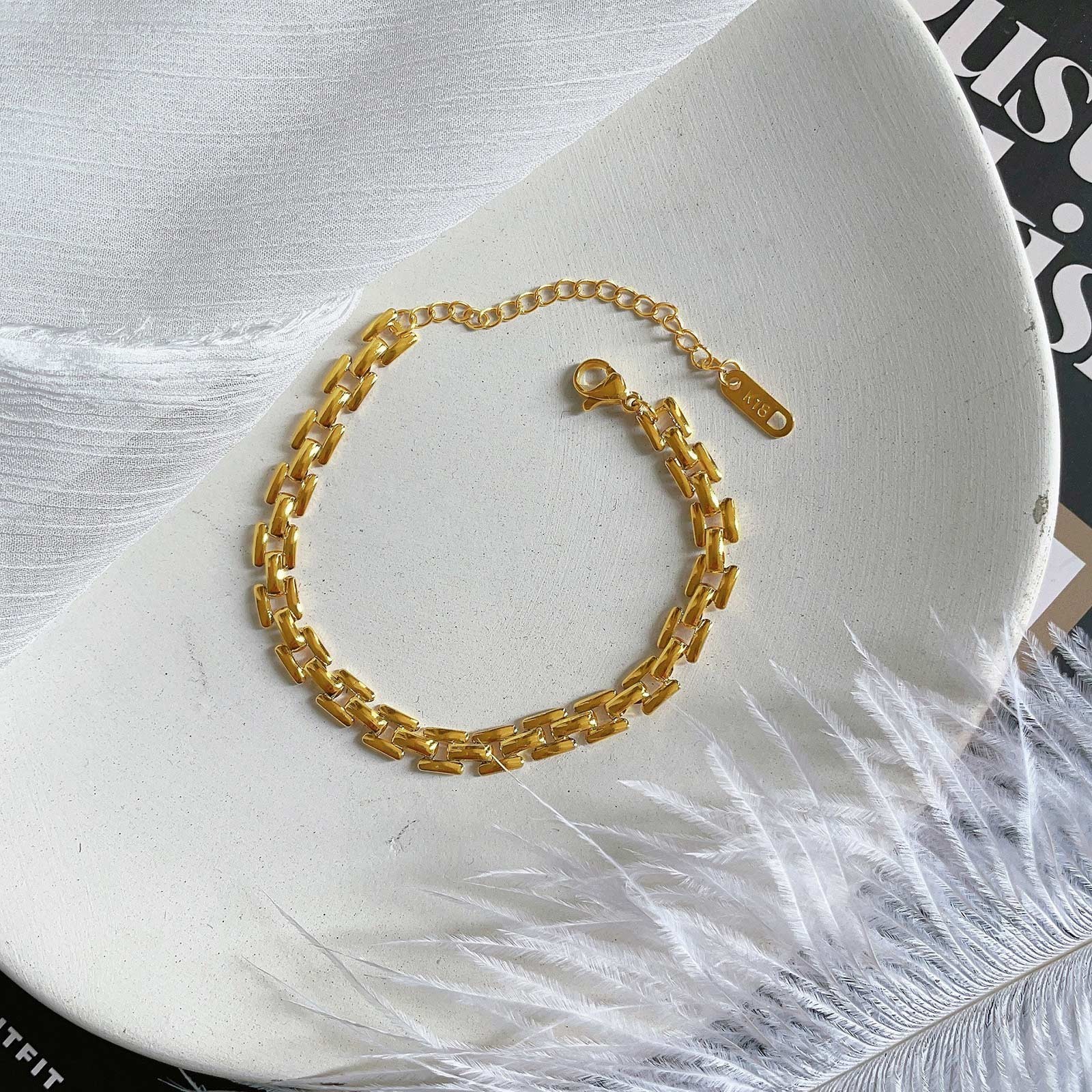 PVD Coated Real Gold Plated 18K Gold Chain Bracelet 201 Stainless Steel