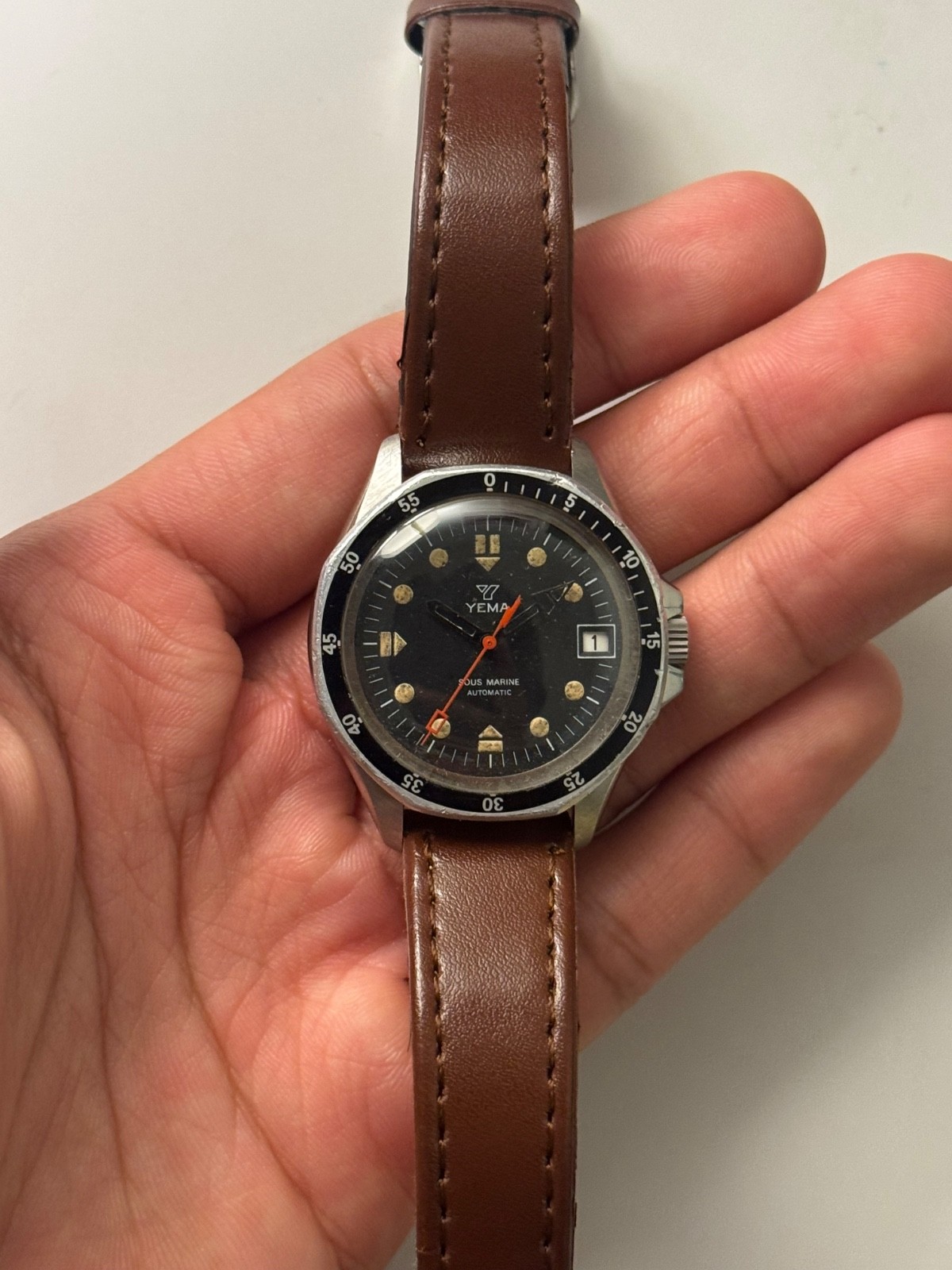 Yema Sous Marine | Automatic Date Divers Watch | Matte Black Dial | ca. 1975