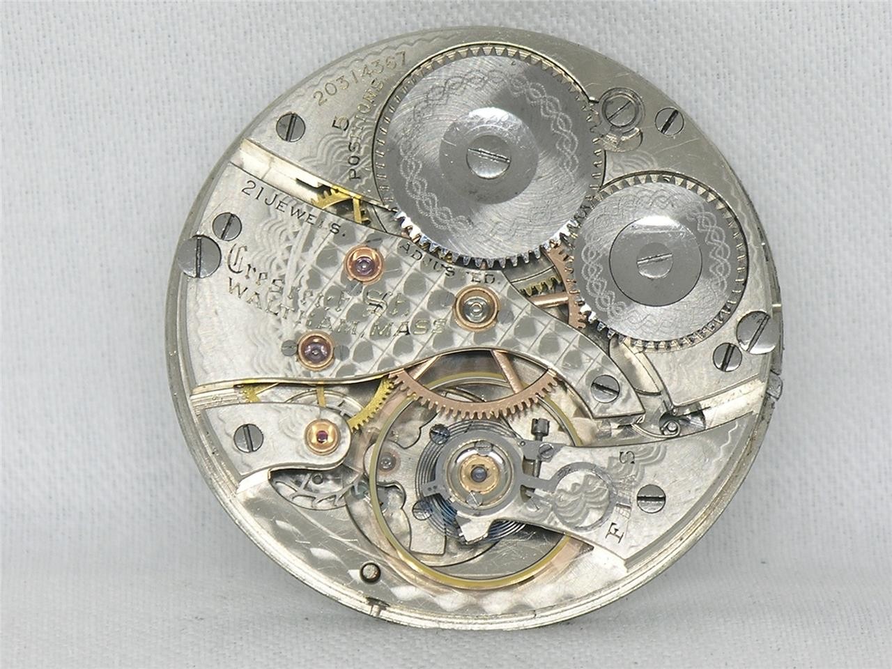 16S WALTHAM 21 JWL CRESCENT STREET WIND INDICATOR RAILROAD POCKETWATCH, RUNNING!