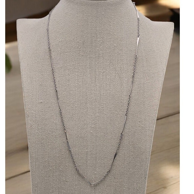 Avon Silver Tone Bar Link Necklace Minimal Chain – Classic Modern