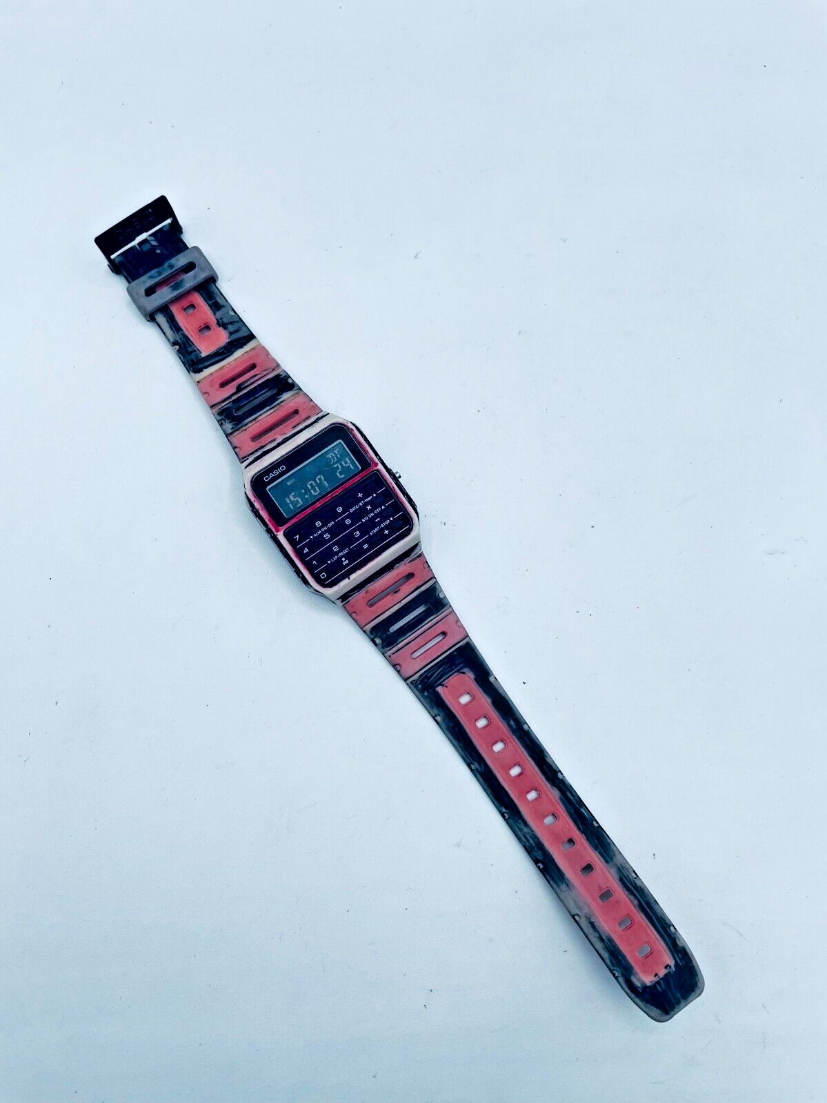 Casio CA-53W 8-Digit Calculator Watch Men’s Red & Black Straps Digital Display