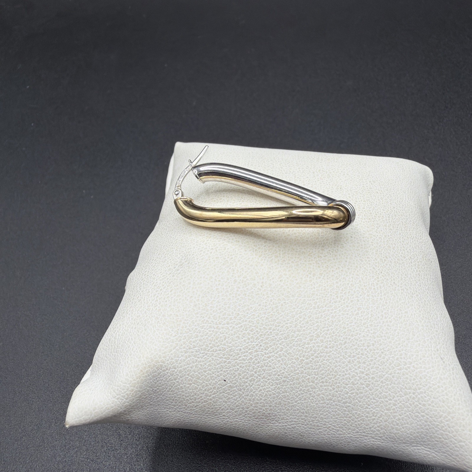 9ct Yellow And White Gold Twisted Creole Earrings