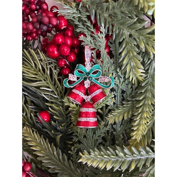 Kirks Folly Happy Holiday Jingle Bells & Bow Magnetic Enhancer Silvertone