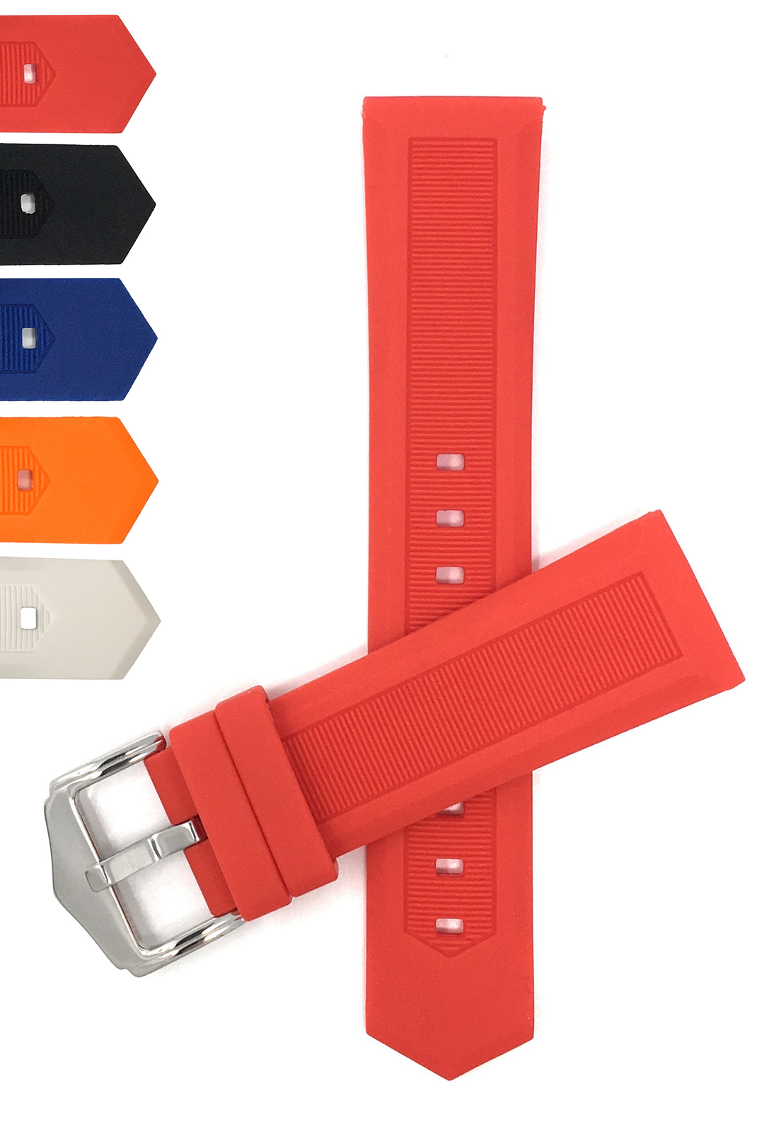 24mm Ribbed Silicone Watch Band for Bulova Marine Star