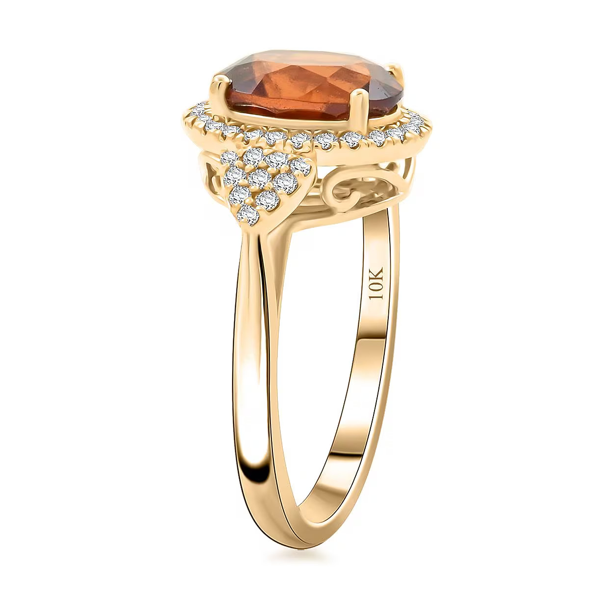 Ceylon Hessonite Garnet G-H I2 Diamond 3.75 Ring 10K Gold Size 7 45 Grams