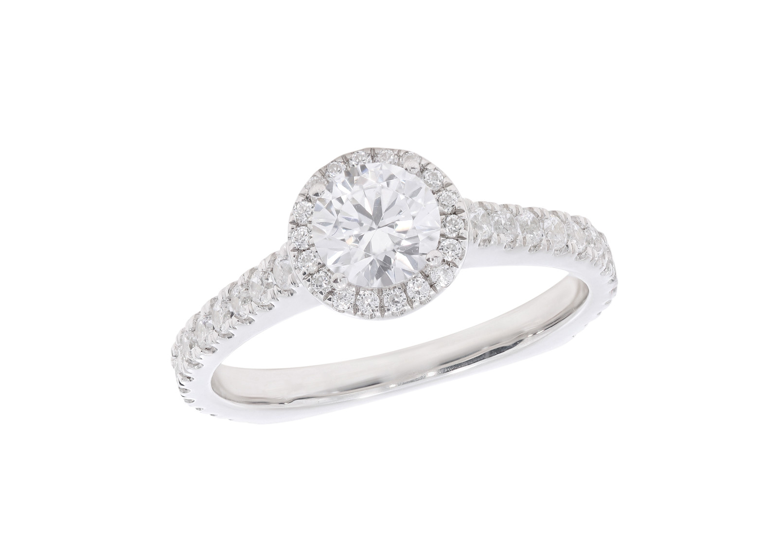 1.25 Carat Round Cut Moissanite Halo Engagement Ring in 925 Silver for Women