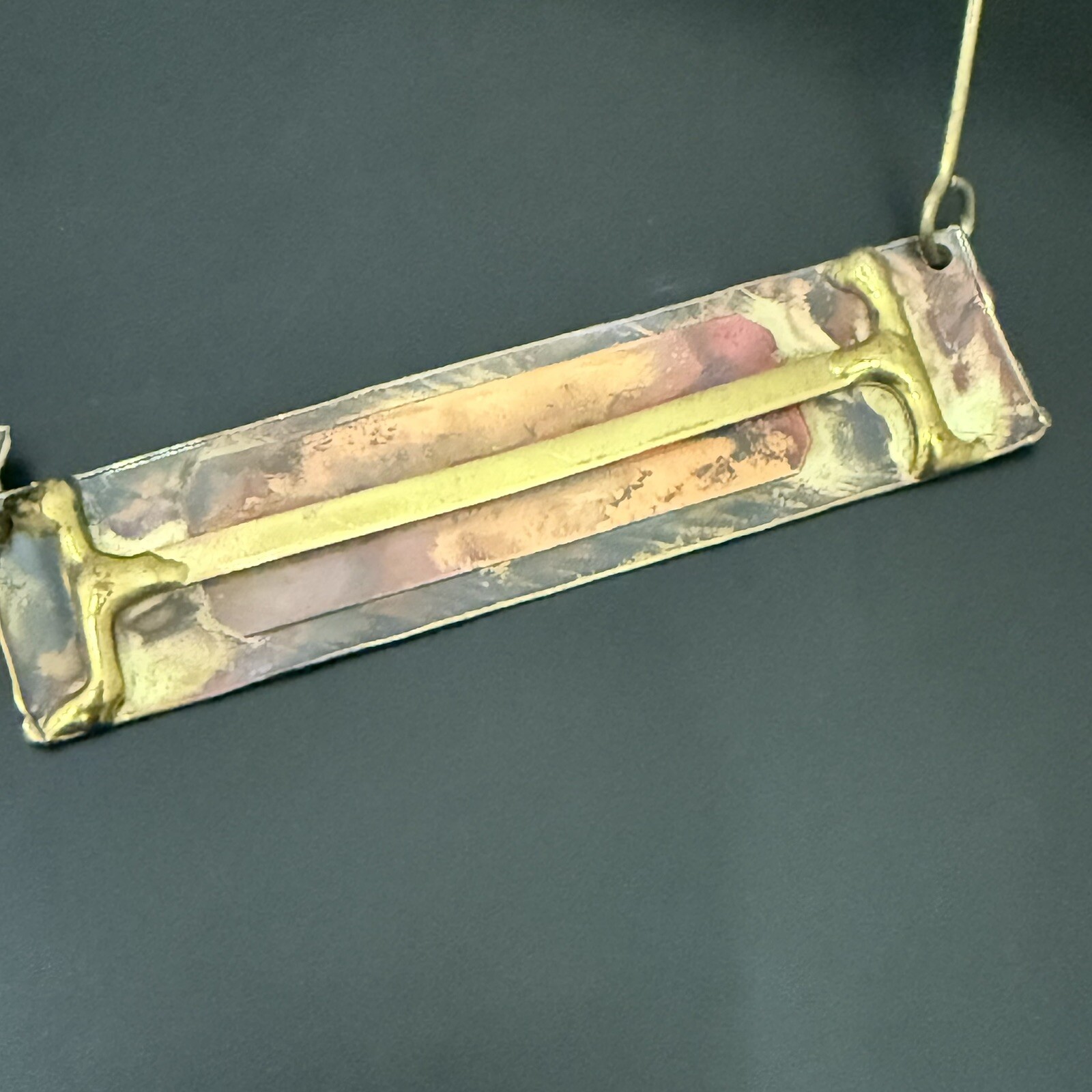 Unique Vintage Retro Modernist Handcrafted Artistic Mixed Metal Necklace 93g.