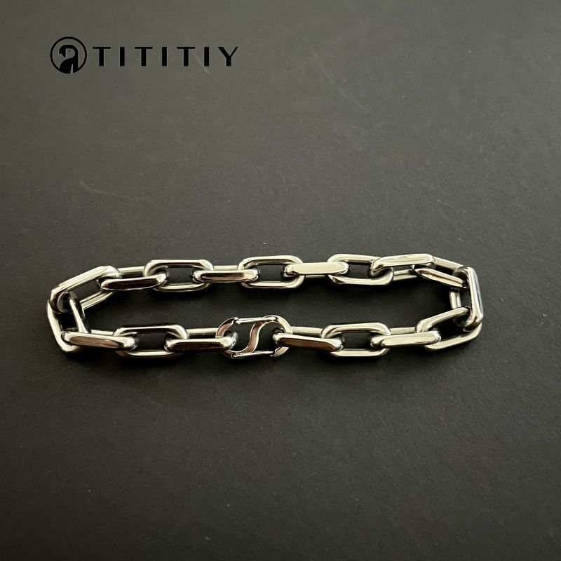 Wide 8mm Pure Titanium Chain Bracelet Ultra-light Anti-allergic Exquisite Gift
