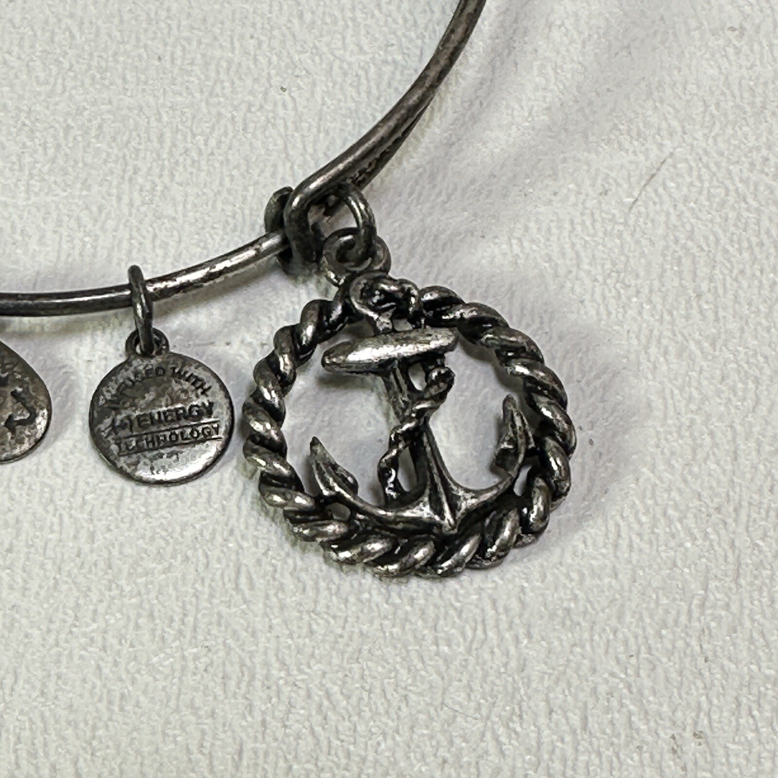 Alex & Ani Bracelet Nautical Anchor Charms Bangle Rafaelian Silver Tone Finish