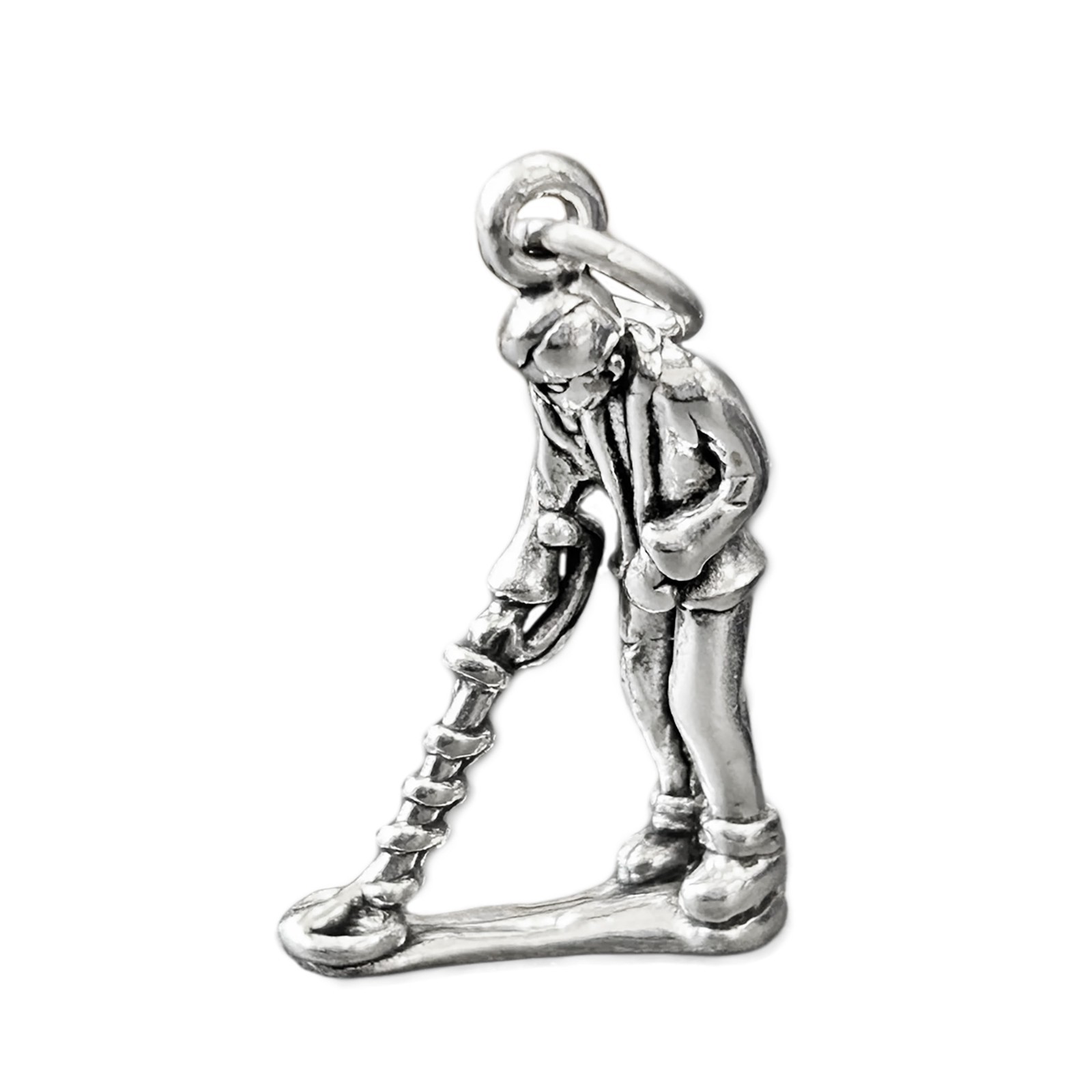 Treasure Hunter with Metal Detector 3D 925 Sterling Silver Charm Beachcomber